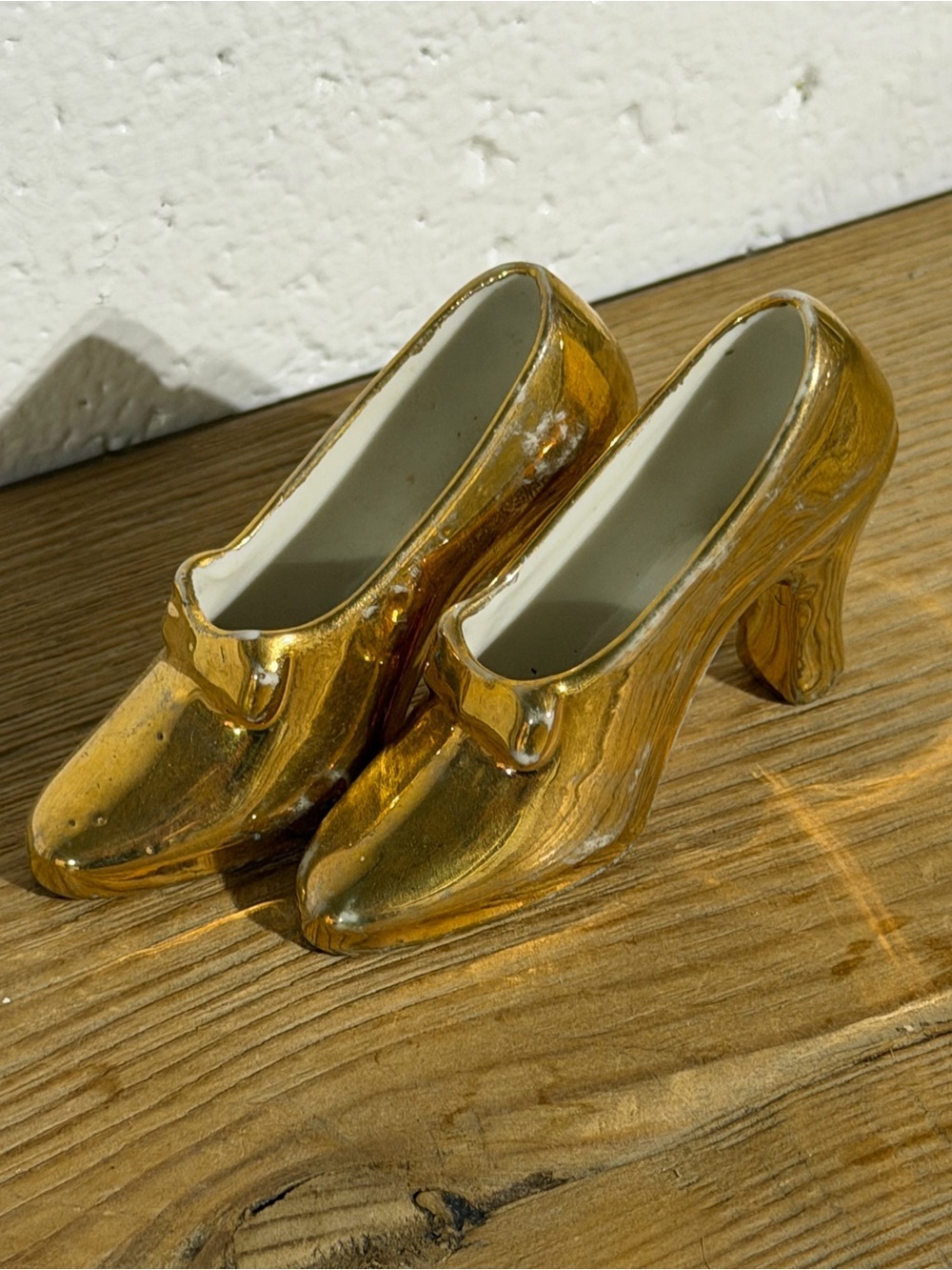 Gold Ceramic High Heel Decorative Shoes